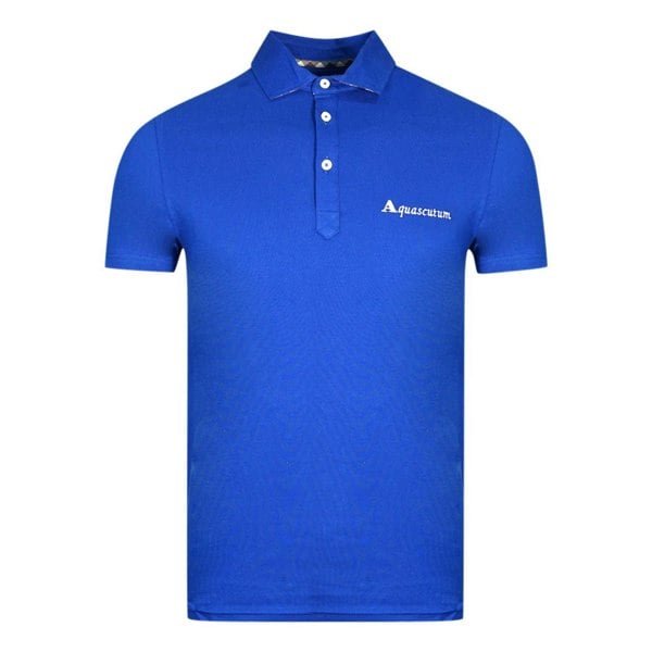 Aquascutum Signature Logo Polo Shirt - Blue