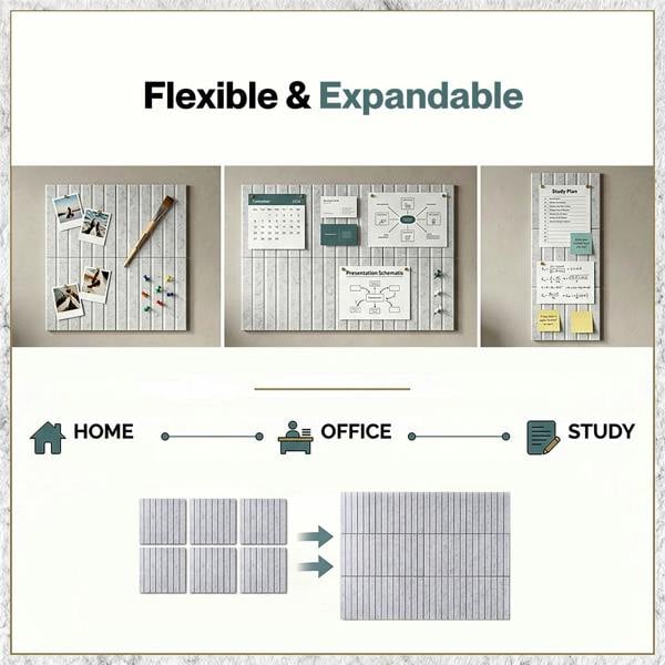 Levede Felt Notice Board 6 Pack Wall Tiles Pin Board Self Adhesive Grey 30x30cm