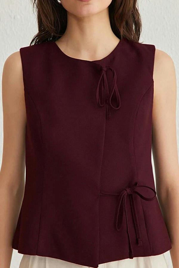 WOVCOR Tie Detail Vest