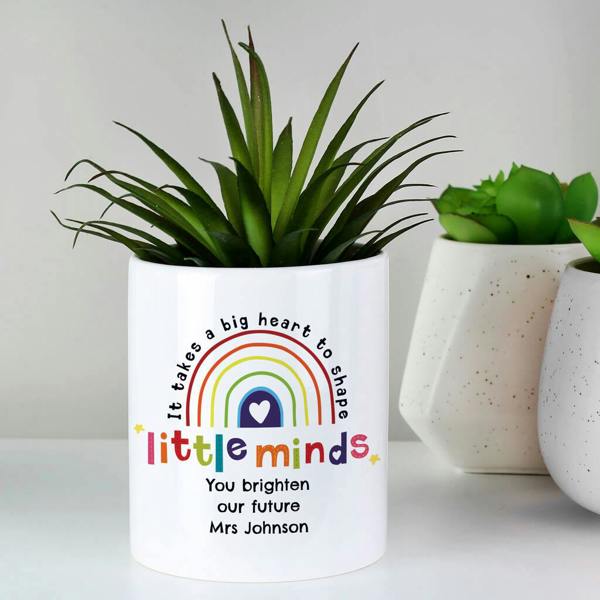 Personalised 'Shape Little Minds' Ceramic Storage Pot - close-up detail