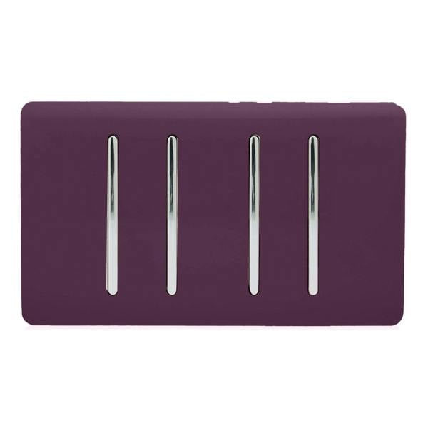 Trendi Switch 4 Gang 1 or 2 Way Light Switch in Plum Purple