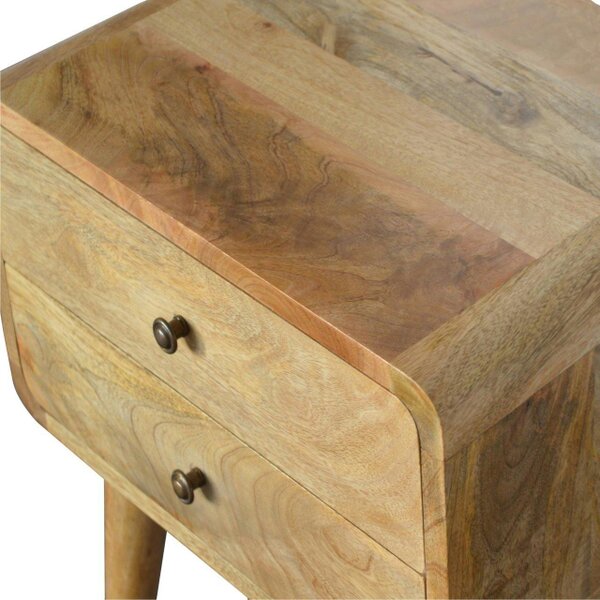 Wyld Haus Trapani Curved Oak Mango Wood Bedside Table 2 Drawers