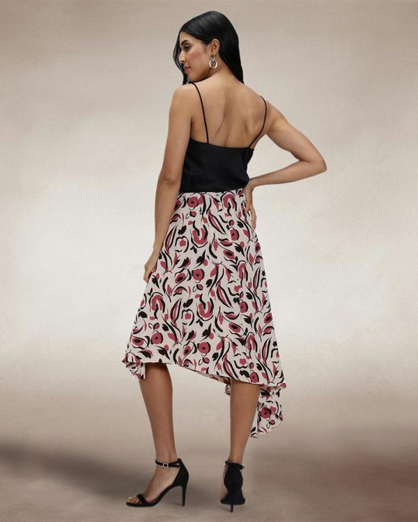 HotSquash Asymmetric Hem Skirt with Bow Ties