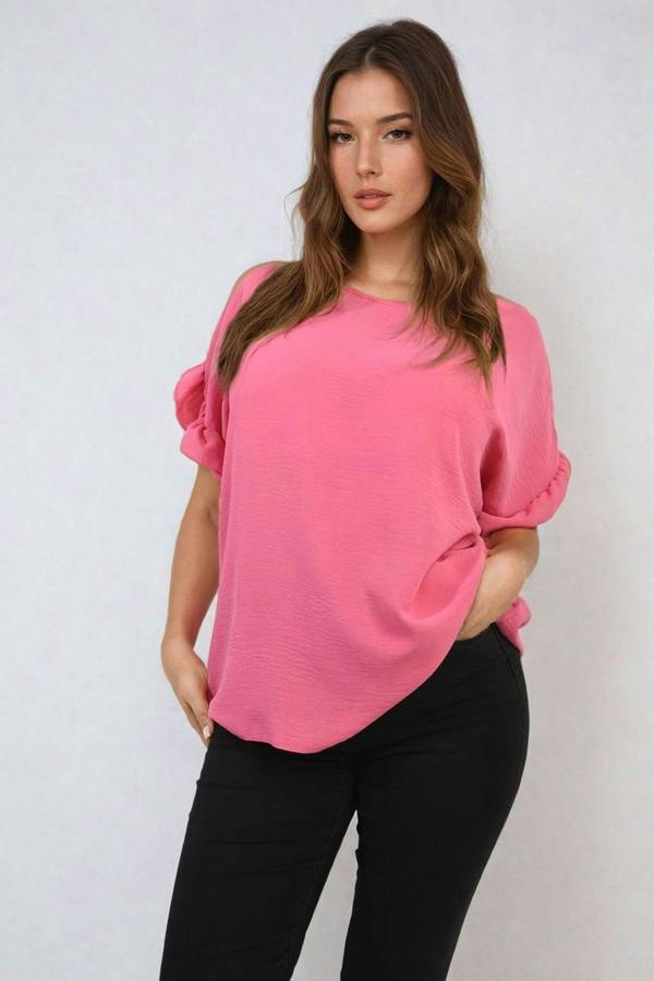 Alexandra Frill Sleeve Top - Pink