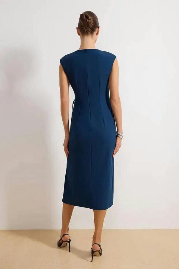 WOVCOR Tie Detail Sleeveless Midi Dress