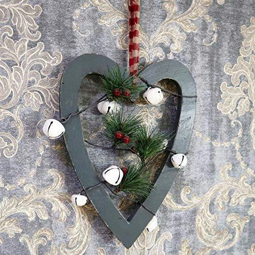 30 cm Wooden Hanging Heart Decoration in Green for Christmas and Seasonal Displays image 5