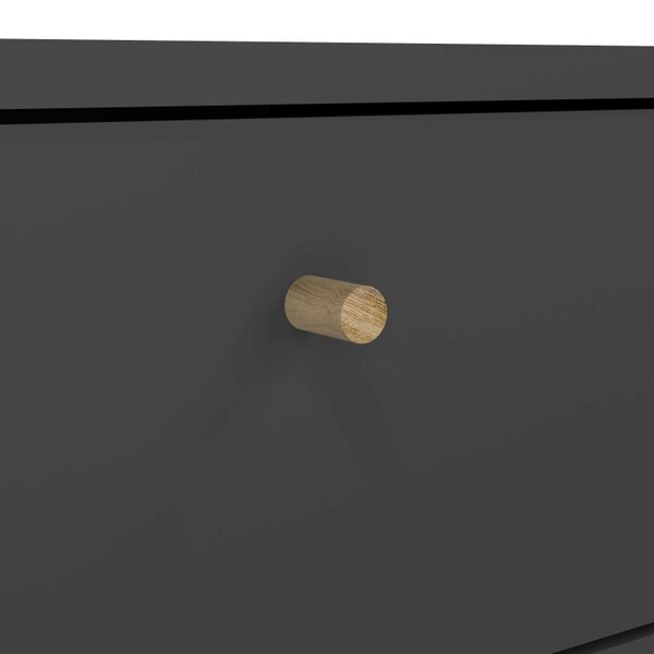 Wyld Haus Quietbloom Dark Grey Wooden Bedside Table 1 Door 1 Drawer