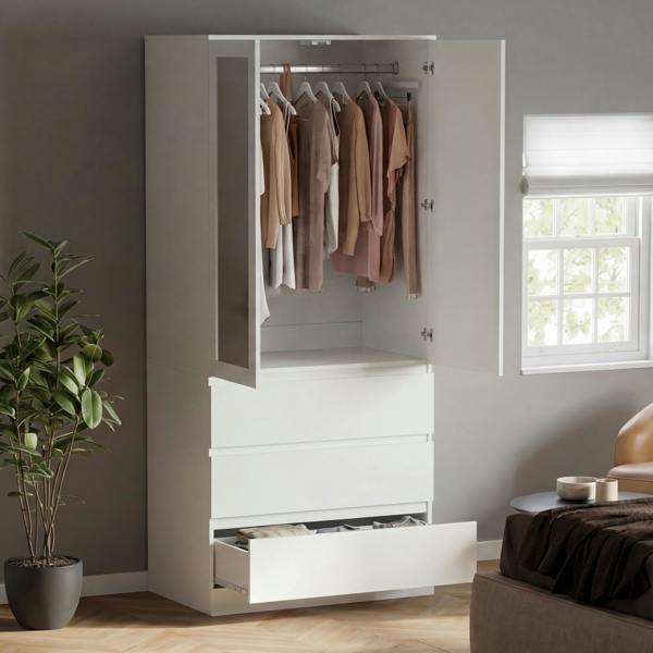 Vida Designs Denver 2 Door 3 Drawer Mirrored Wardrobe