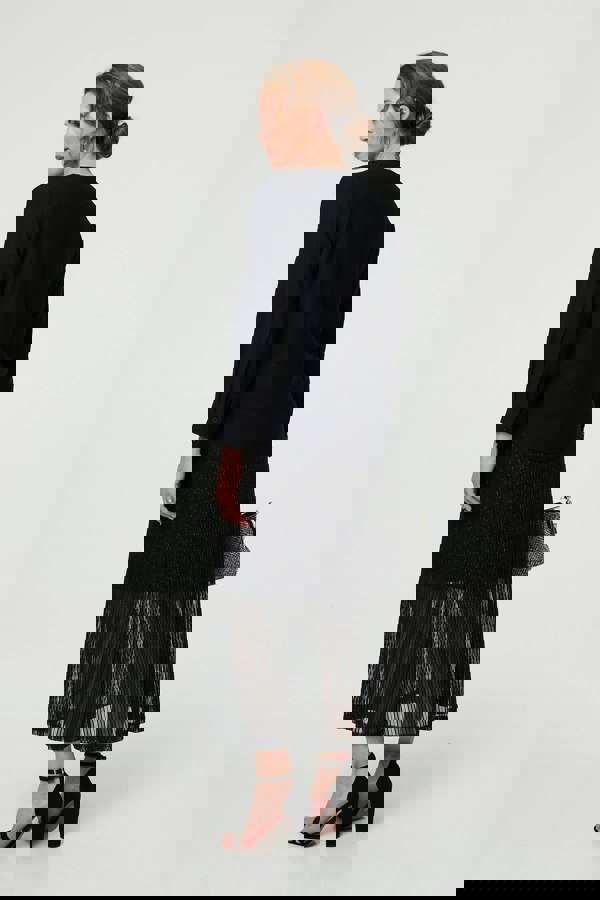 Black | Floral Embroidered Long Sleeve Top
