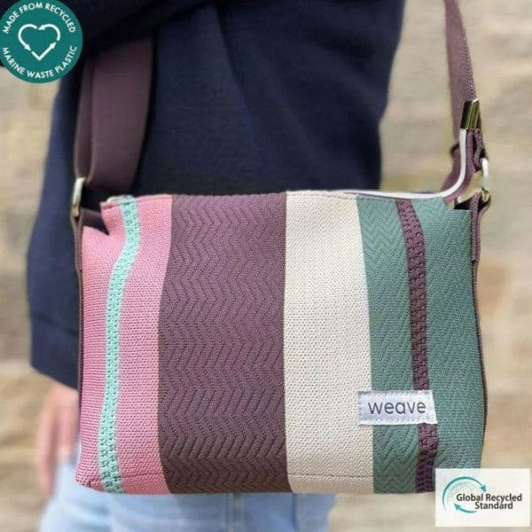 Earth Squared Weave Stripe Messenger Bag – Made from Ocean Plastic