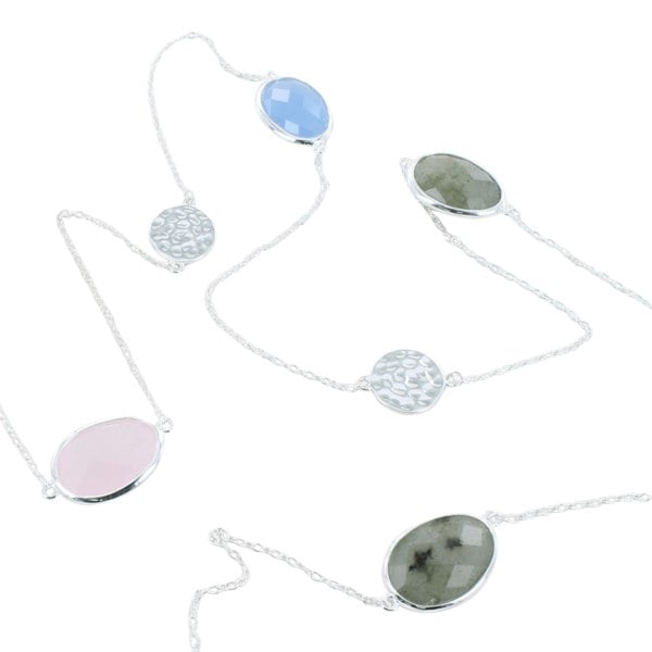 Sterling Silver Candy Five Stone Mixed Necklace - Reeves & Reeves