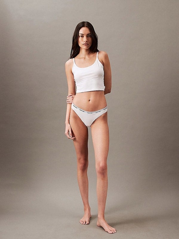 Calvin Klein MODERN LOGO Womens Thong Classic White