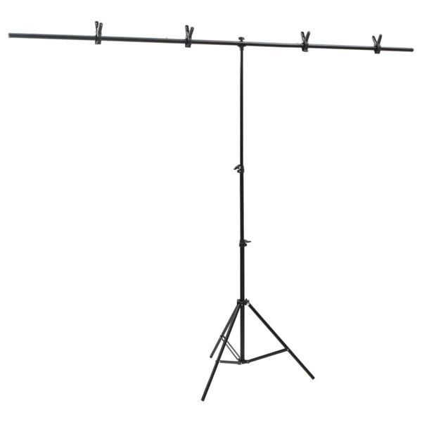 Berkfield T-Shape Background Stand Black 201x60x(70-200) cm
