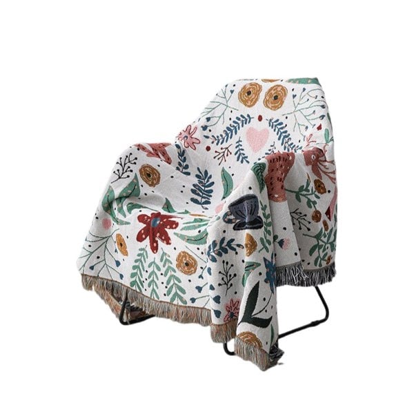 Anyhouz Anycozy Throw Blanket Faux Cashmere Sofa Cover Forest Flower Pattern Tassel Soft Picnic Camping Mat 180*340cm