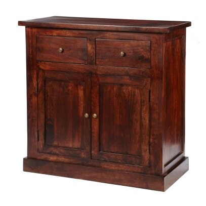 Wyld Haus Oxford Mahogany Mango Wood Storage Cabinet 2 Drawers 2 Doors
