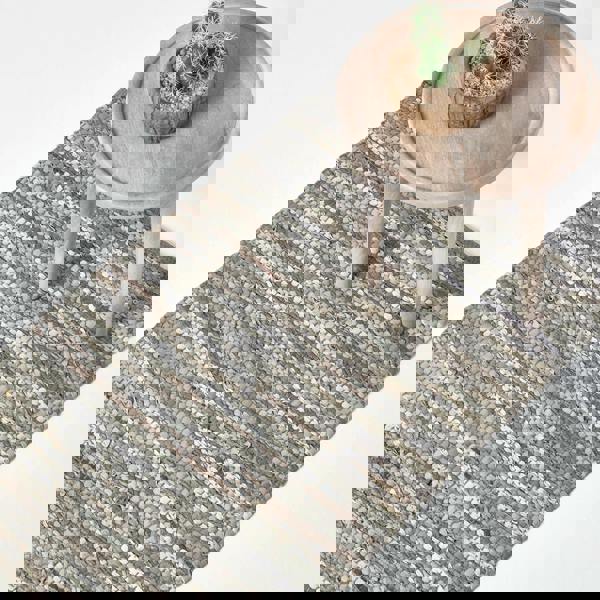 HOMESCAPES Denver Leather Woven Rug