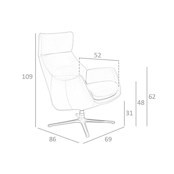 Angel Cerdá Dark Grey Leather Swivel Recliner 5092