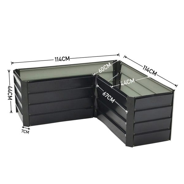 Outdoor Metal L-Shaped Raised Garden Bed Living and Home 