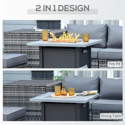 Wyld Haus Elmosu Steel And Resin Black And Grey Square Gas Fire Pit Table
