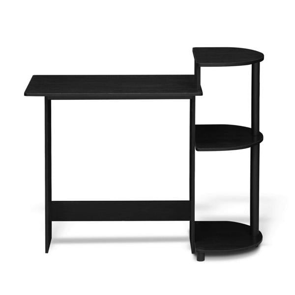 WALPLUS Compact Computer Desk with Shelves, Americano/Black | Modern Desk Designed for Contemporary Interiors