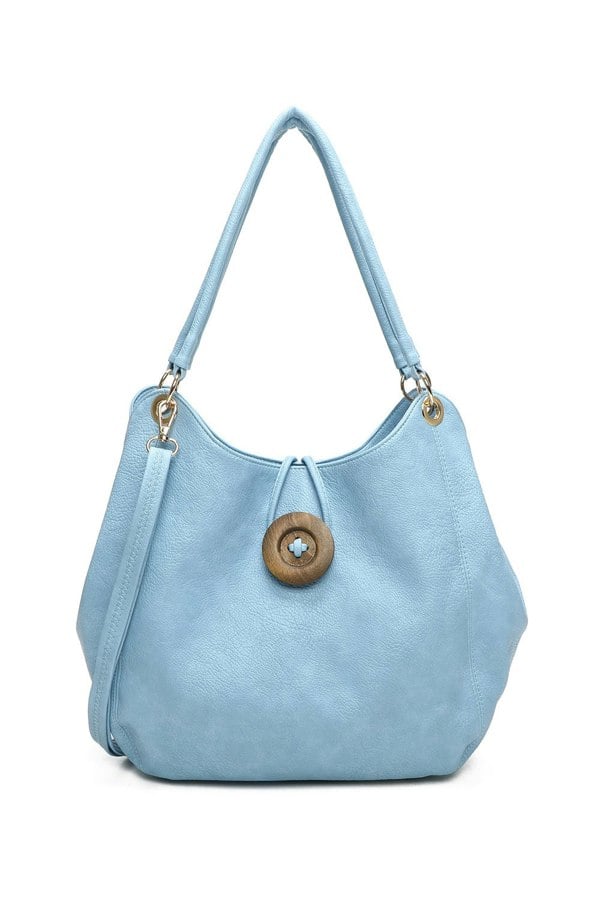 Kitise Wood Button Stylish Slouch Tote Shoulder Bag