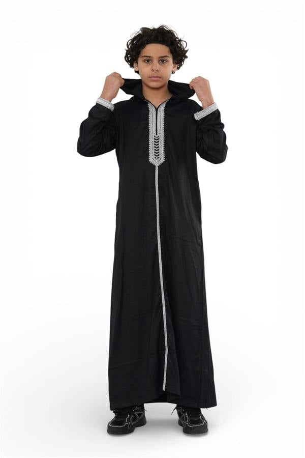 Infinity Leather Kids Boys Eid Hooded Moroccan Thobe Robe Djellaba Ramadan Jubba- K-HM3