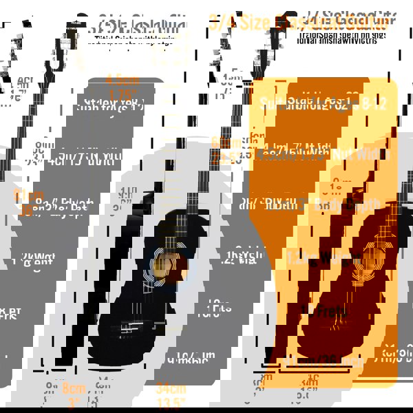 XF 3/4 Size Classical Guitar Pack Black Classical Guitars#Colour_Black