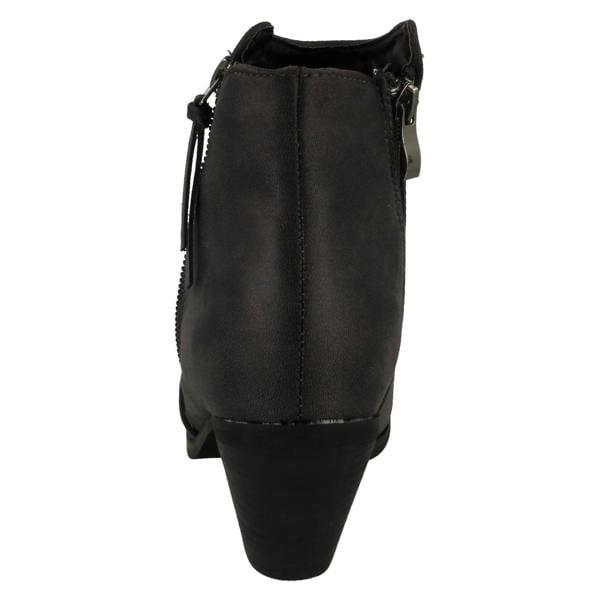 Spot On Ladies Spot On Cowboy Style Ankle Boots with Zip Detail