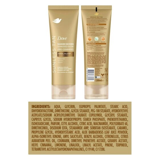 Dove Summer Revived Tanning Lotion 200ml, Light to Medium Sunkissed Glow