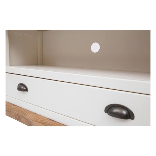Cabinet Bits Tropea Off White 1 Drawer TV Cabinet Brass Cup Handle
