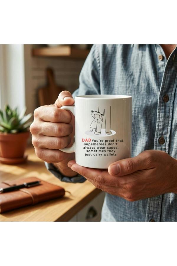 Dyzi Dad Superhero Mug Proof Superheroes Dont Always Wear Capes Ceramic Cup
