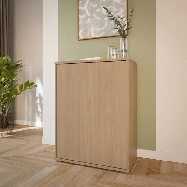 Furniture To Go Alice Springs Tall 2 Door Cupboard with Push-to-Open Doors in Elegancia Oak