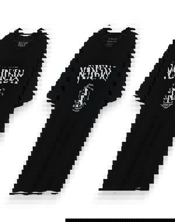 Wednesday Womens Black Logo & Crest Short Sleeved T-Shirt
