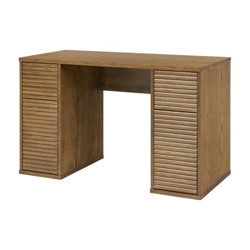 Wyld Haus Mandarina Retro Natural Walnut Ribbed Desk with Storage