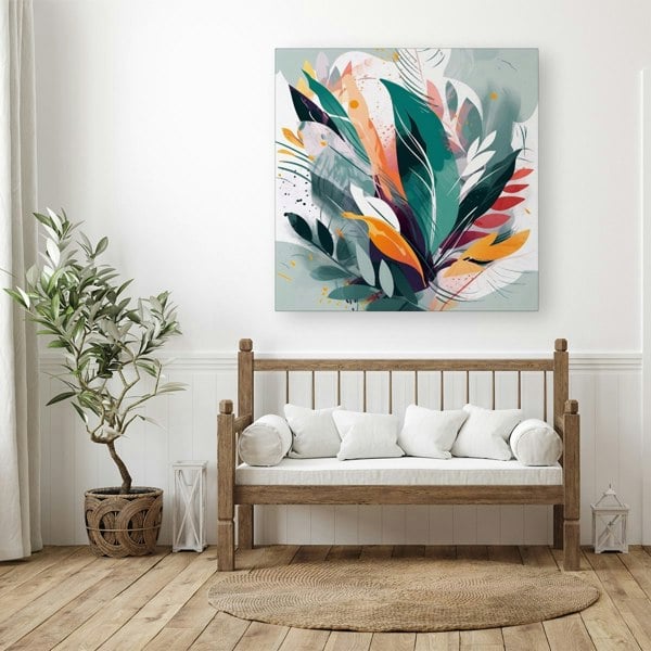 Warren Reed Coloured Abstrace Feather Leaves Canvas