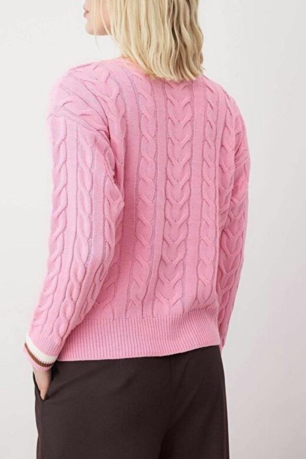Hoxton Gal Cable Knit Collegiate Sweater
