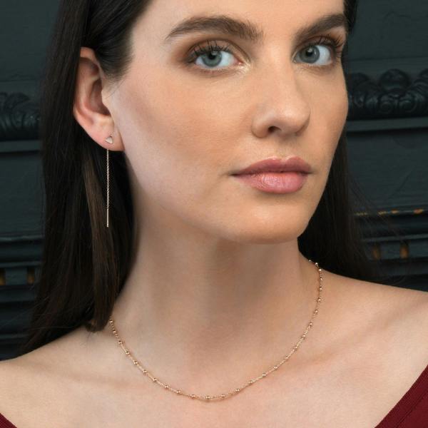 namana Rose Gold Plated 925 Sterling Silver Dainty Long Chain Threader Earrings for Women