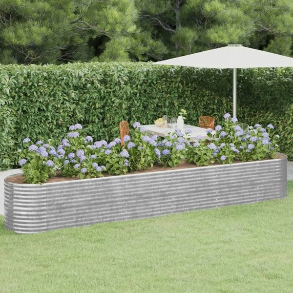 Berkfield Garden Raised Bed Powder-coated Steel 440x80x68 cm Silver