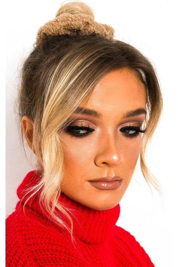 Ola Teddy Style Hair Scrunchie - Brown