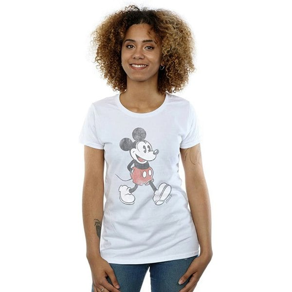 Disney Womens/Ladies Walking Mickey Mouse Cotton T-Shirt - White