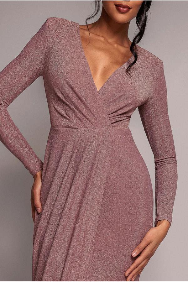 Front Crossover Lurex Split Maxi - Rose DR3314