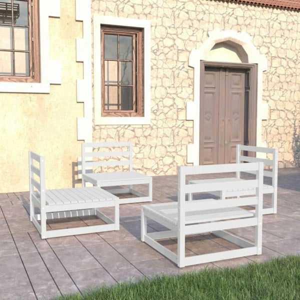 Berkfield 4 Piece Garden Lounge Set White Solid Wood Pine