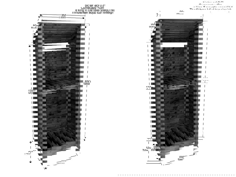 Arbor Garden Solutions Wooden Log Store (Roof Sloping Back) with Shelf W-119cm, H-126cm Or 180cm, D-88cm