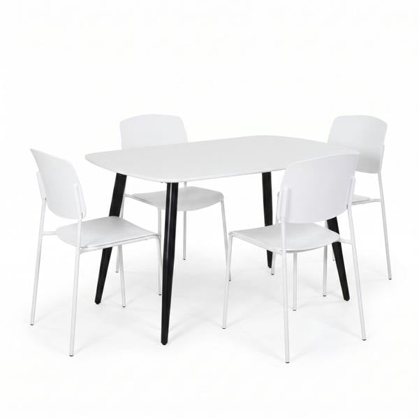 Core Products Aspen Dining Set - White Rectangular Table & 4 Academy Dining Chairs
