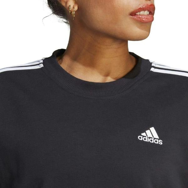 Adidas Womens/Ladies Studio Lounge 3 Stripes Loose Fit Sweatshirt - Black/White - 