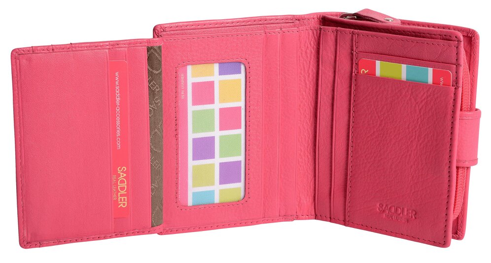 SADDLER EMILY Handmade Leather Mid-Size Wallet – RFID Protected | 10 Card Slots, Secure Tab Closure & Zipped Coin Pocket | Gift Boxed