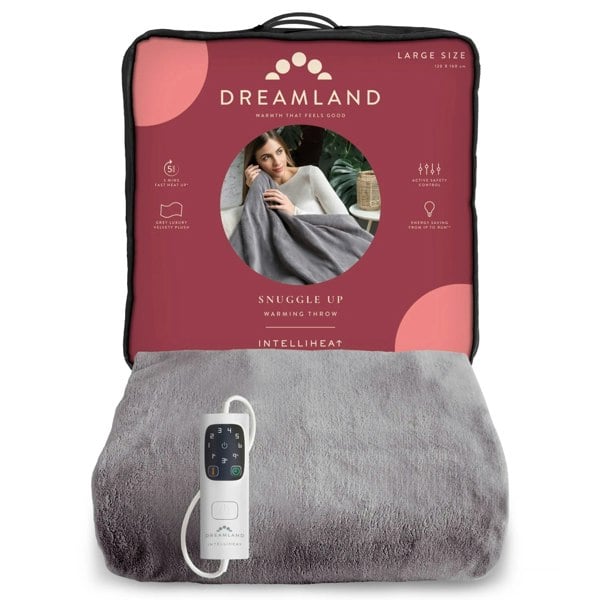 Dreamland Snuggle Up Heated Throw Electric Blanket - Grey - 120cm x 160cm