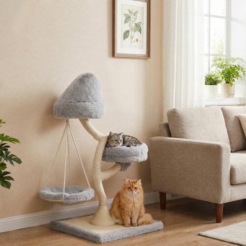 PawHut Branch Design Modern Cat Tree with Washable Beds 115 cm