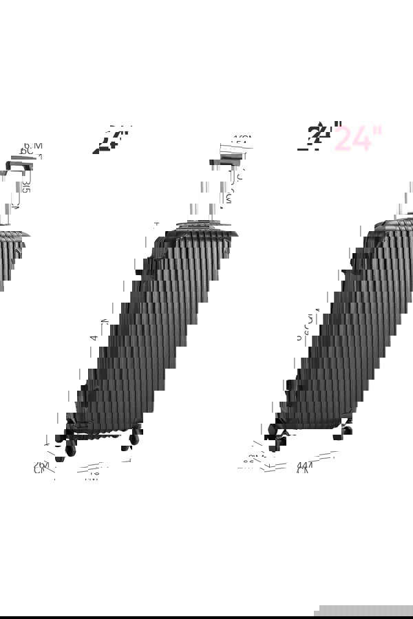 Living and Home Hardshell Spinner Wheel Luggage Travel Suitcase 24" Black