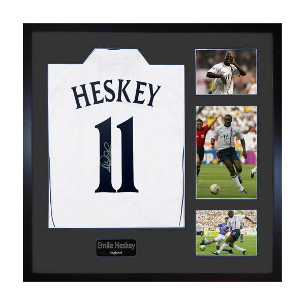 Emile Heskey Signed England Shirt Elite Frame